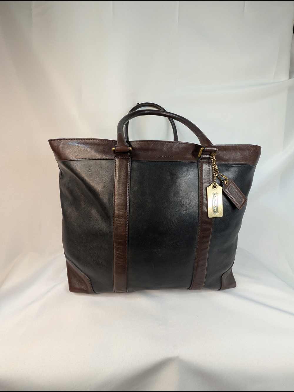 Coach Bleecker Legacy Weekend Tote Black Brown Leather Travel Bag 70983